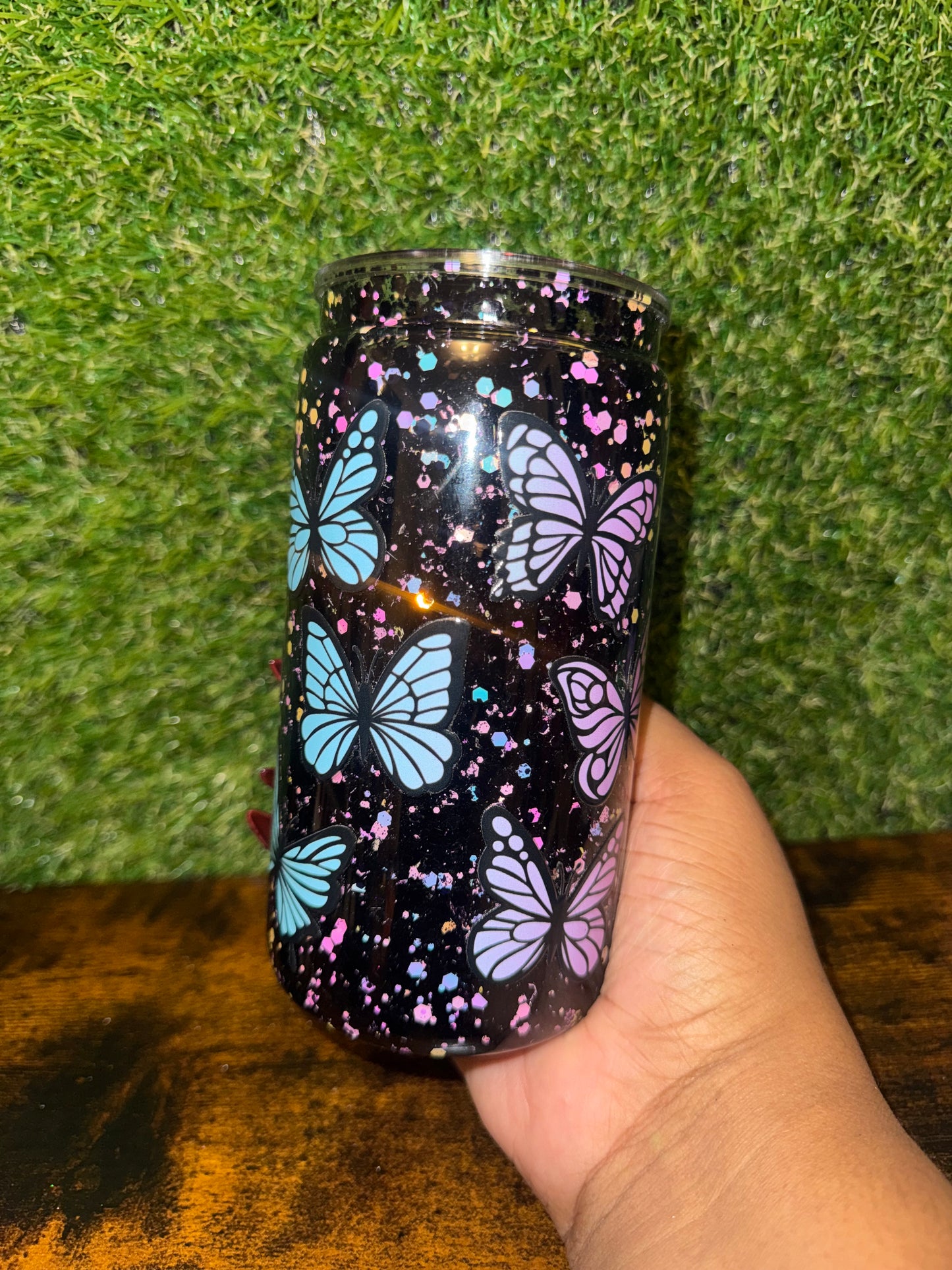 16oz Butterfly Snow Globe Tumbler