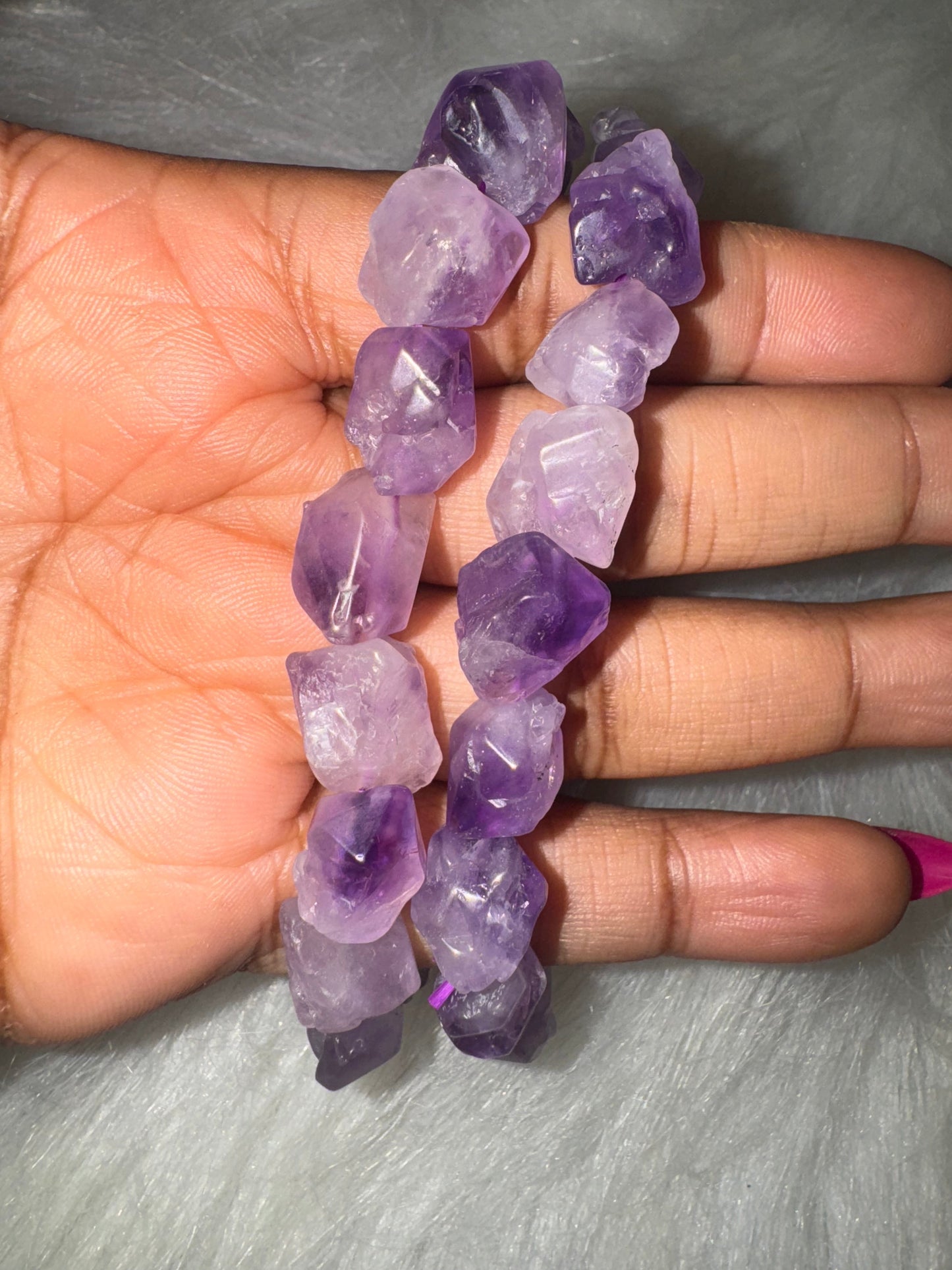 Amethyst Chips w Heart Bracelet