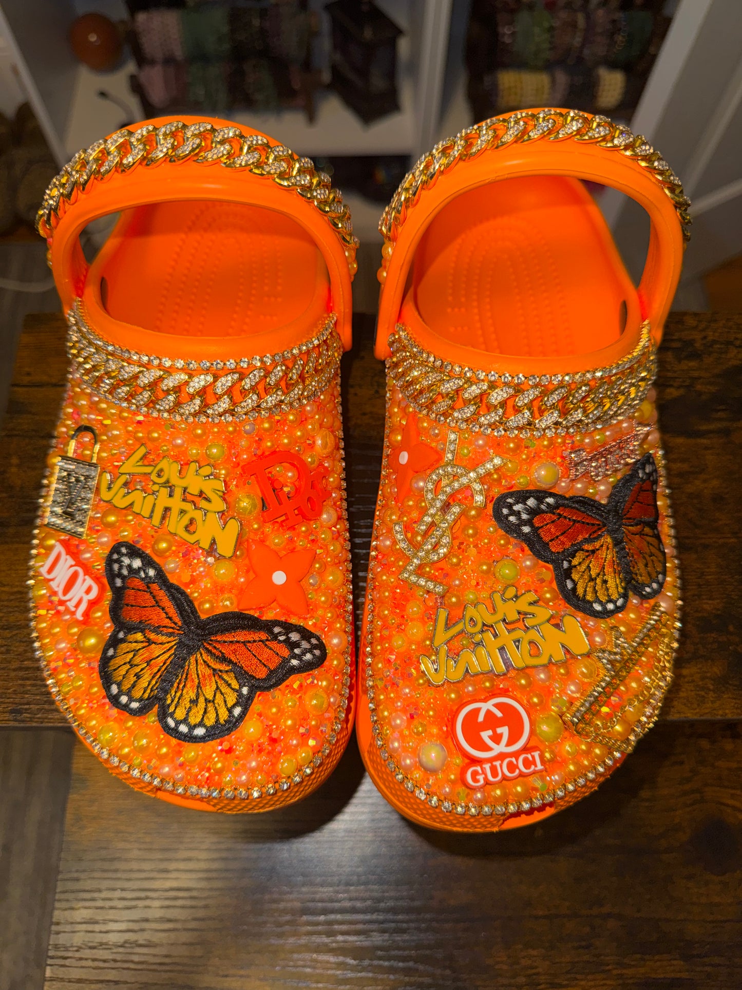 Orange Customs Crocs Size 9