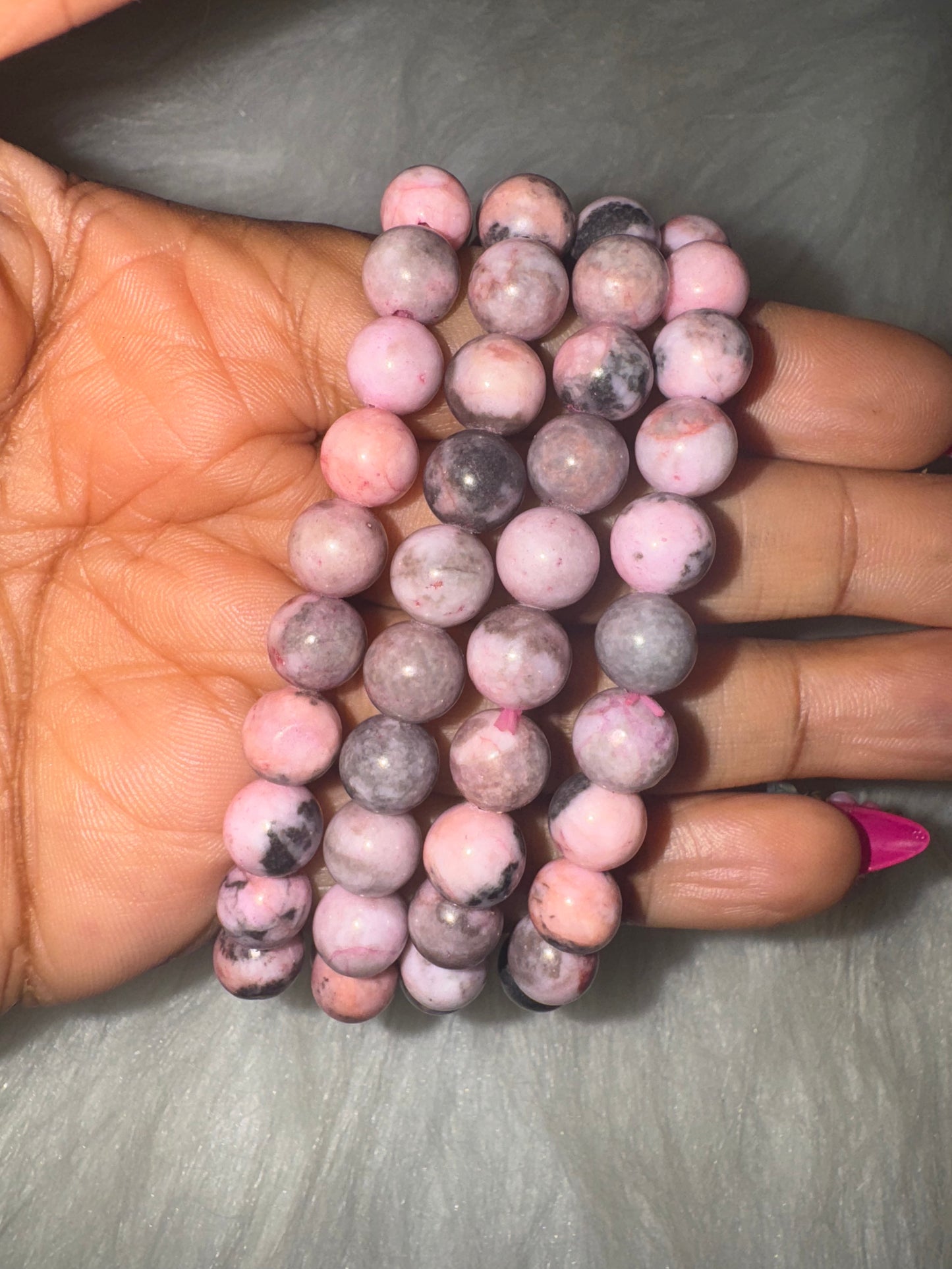 Pink Zebra Jasper Bracelet 8mm