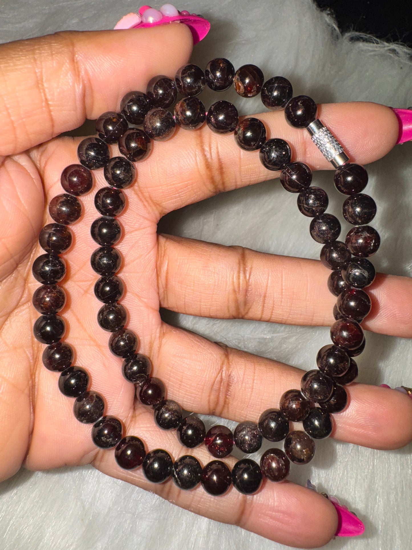 Garnet Necklace 7/8mm