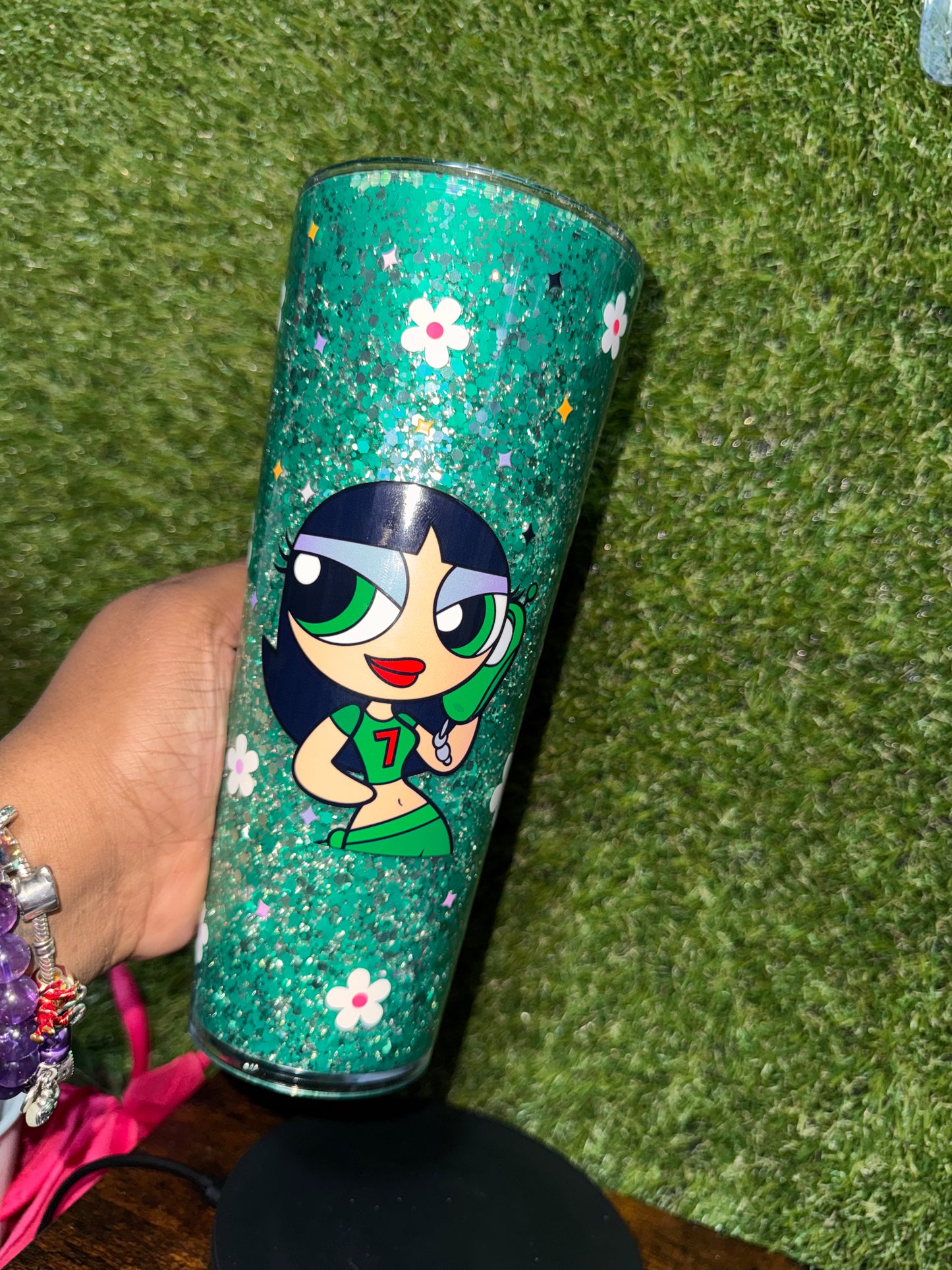 24oz Green Snow Globe Tumbler