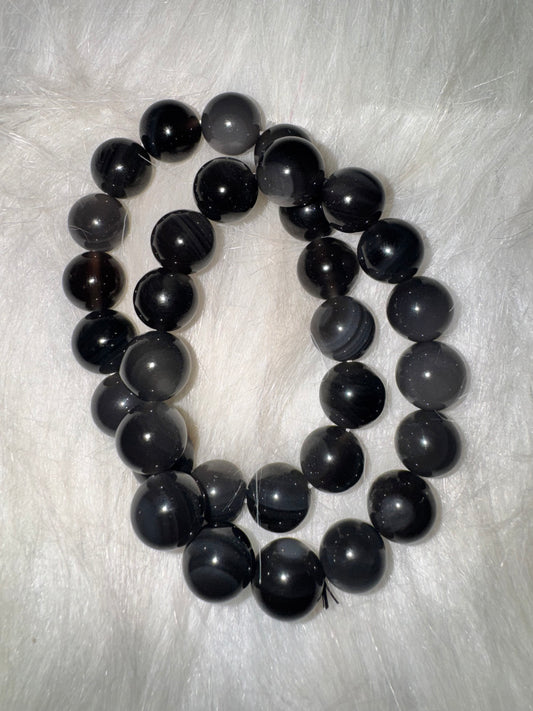 Silver Obsidian Bracelet 12mm