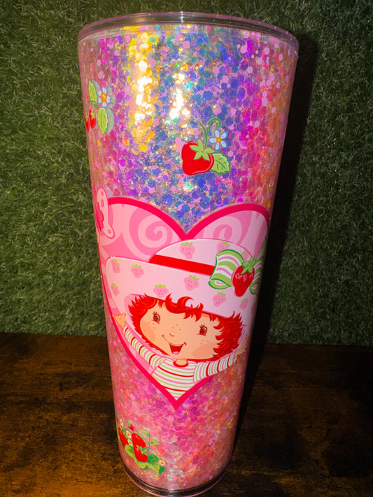 24oz Strawberry Snow Globe Tumbler