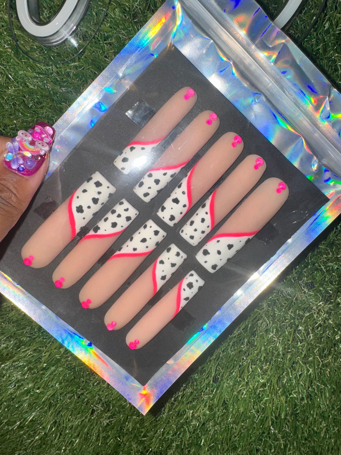 XXL Cow Print Press On Nails