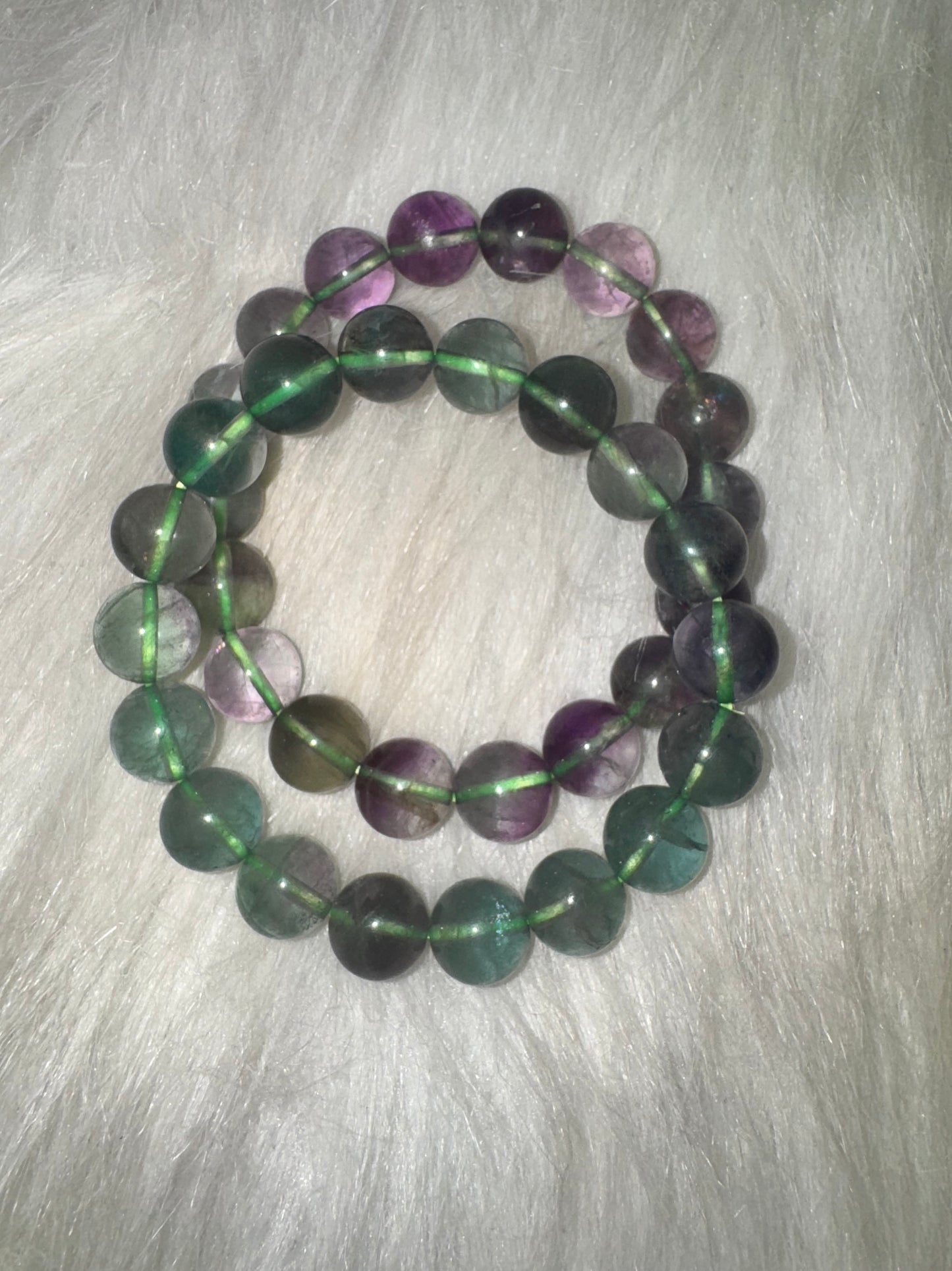 Green/Purple Fluorite Bracelet 11mm