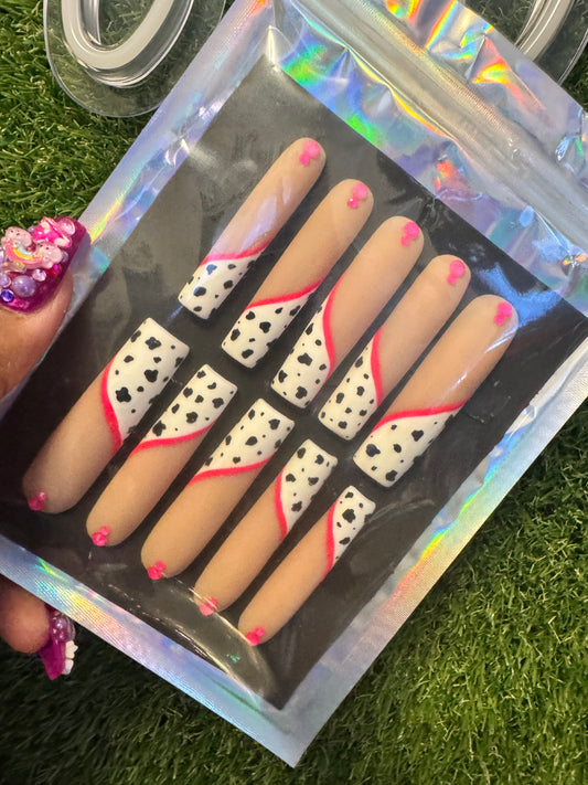 XXL Cow Print Press On Nails