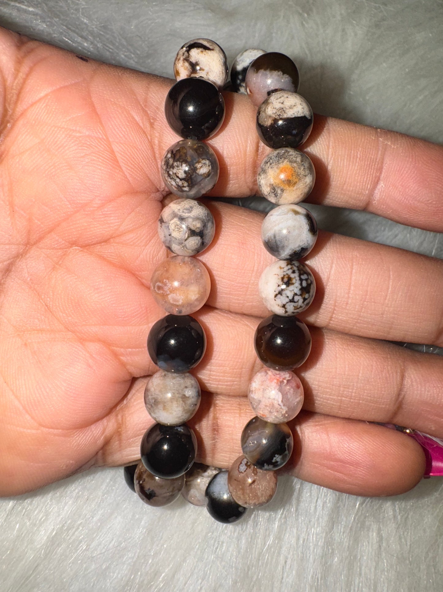 Black Cherry Agate Bracelets 9mm