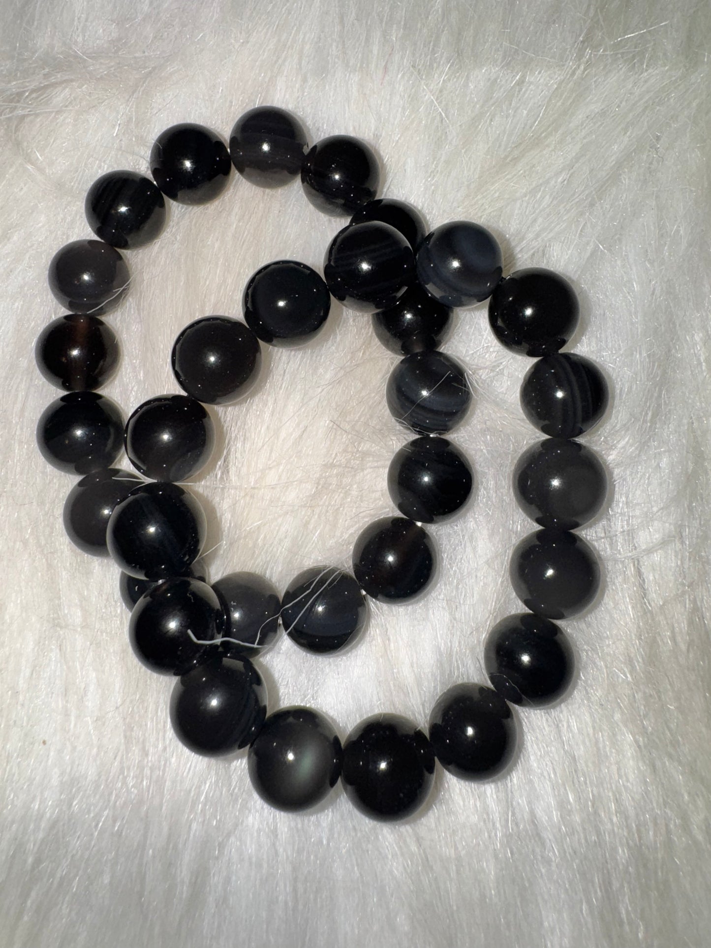 Silver Obsidian Bracelet 12mm