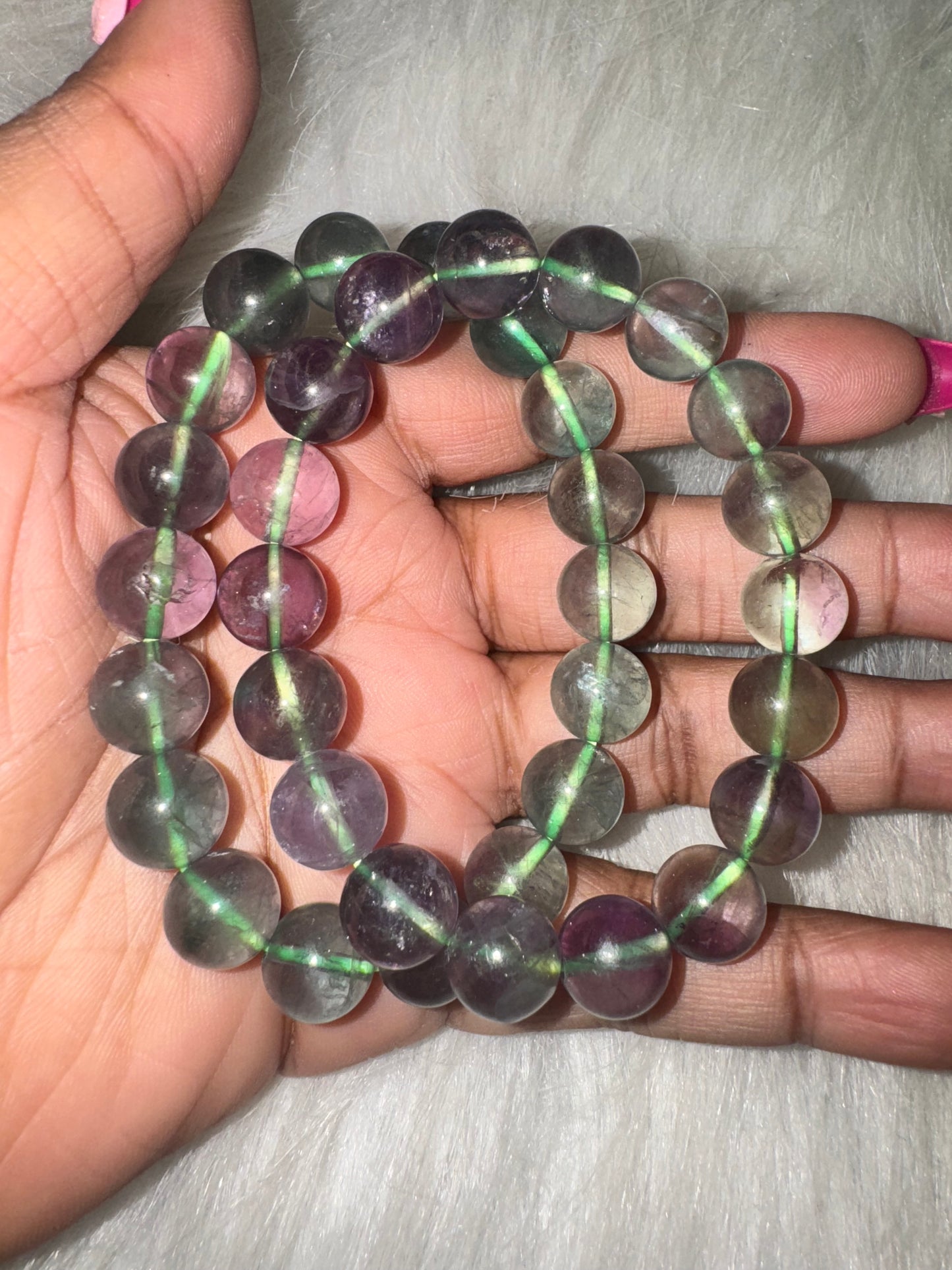 Green/Purple Fluorite Bracelet 11mm