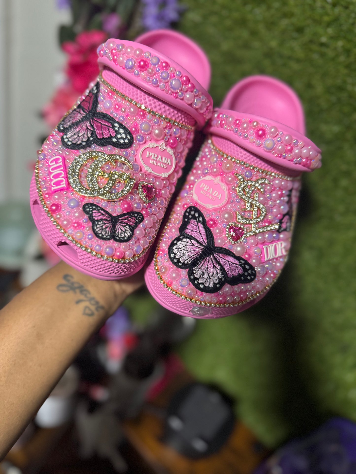 Custom Light Pink Crocs Size 8