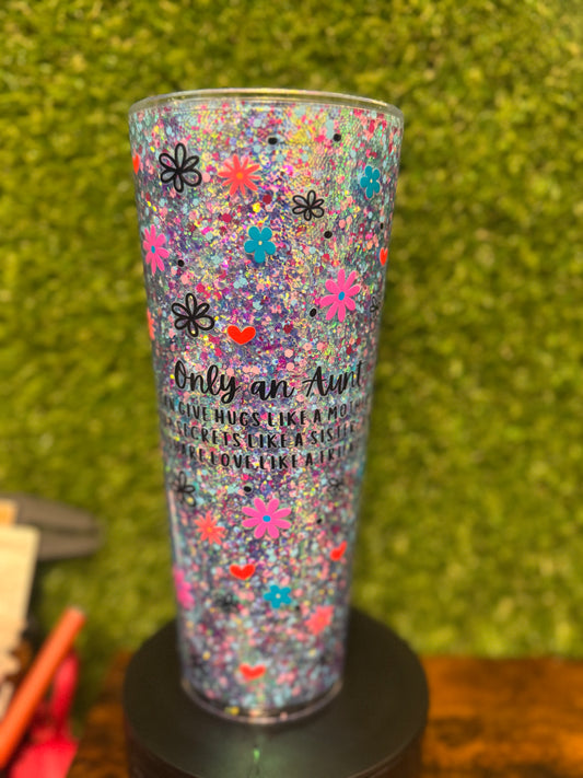 24oz Aunt Snow Globe Tumbler