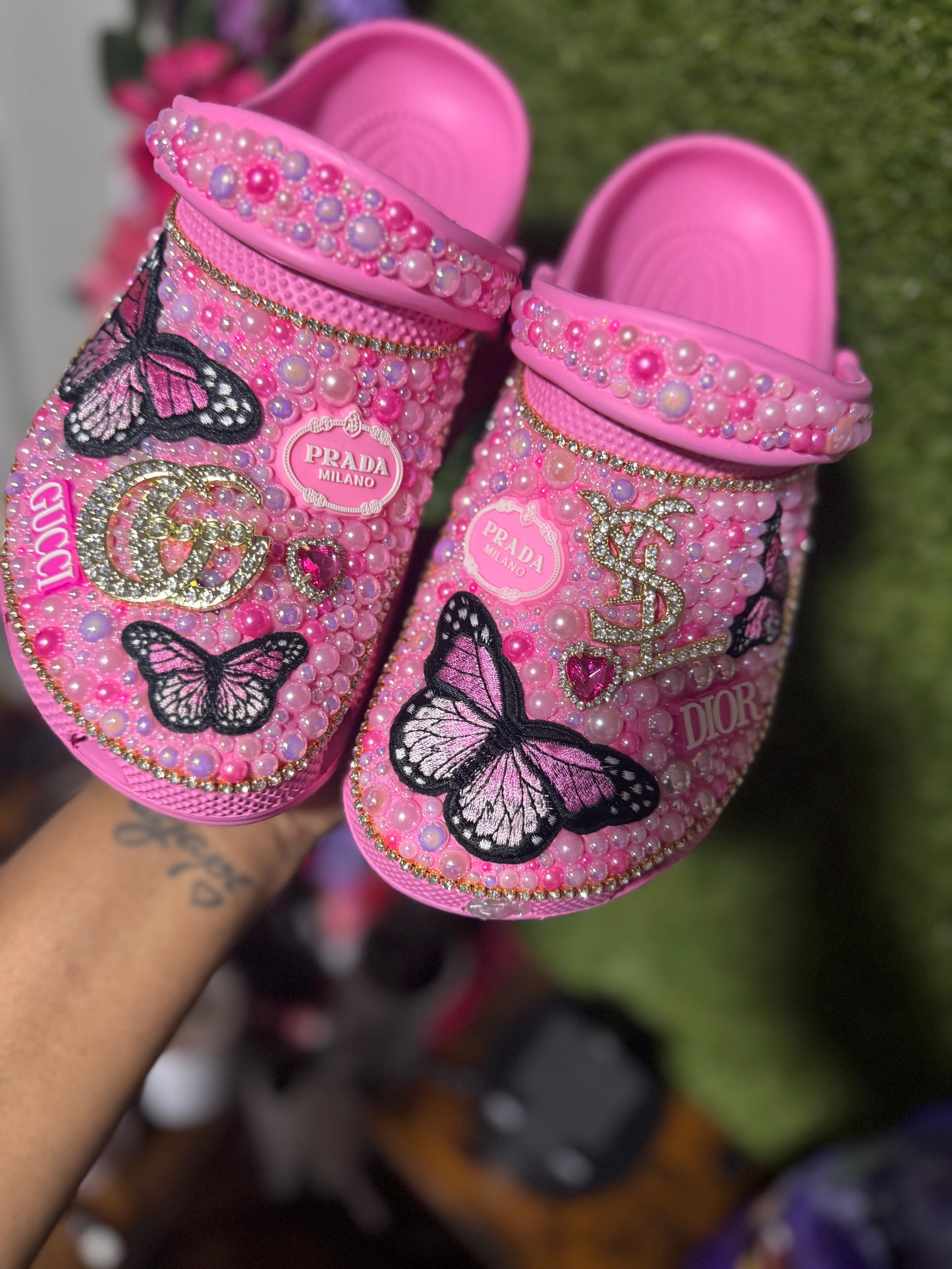 Custom Light Pink Crocs Size 8
