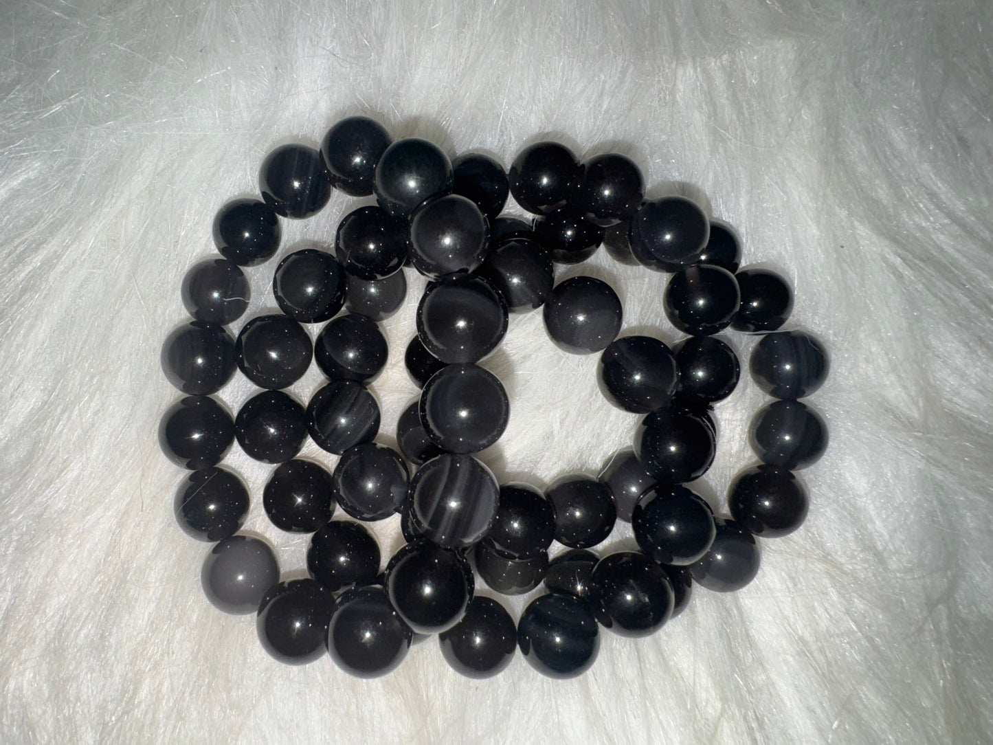 Silver Obsidian Crystal Bracelet 12mm