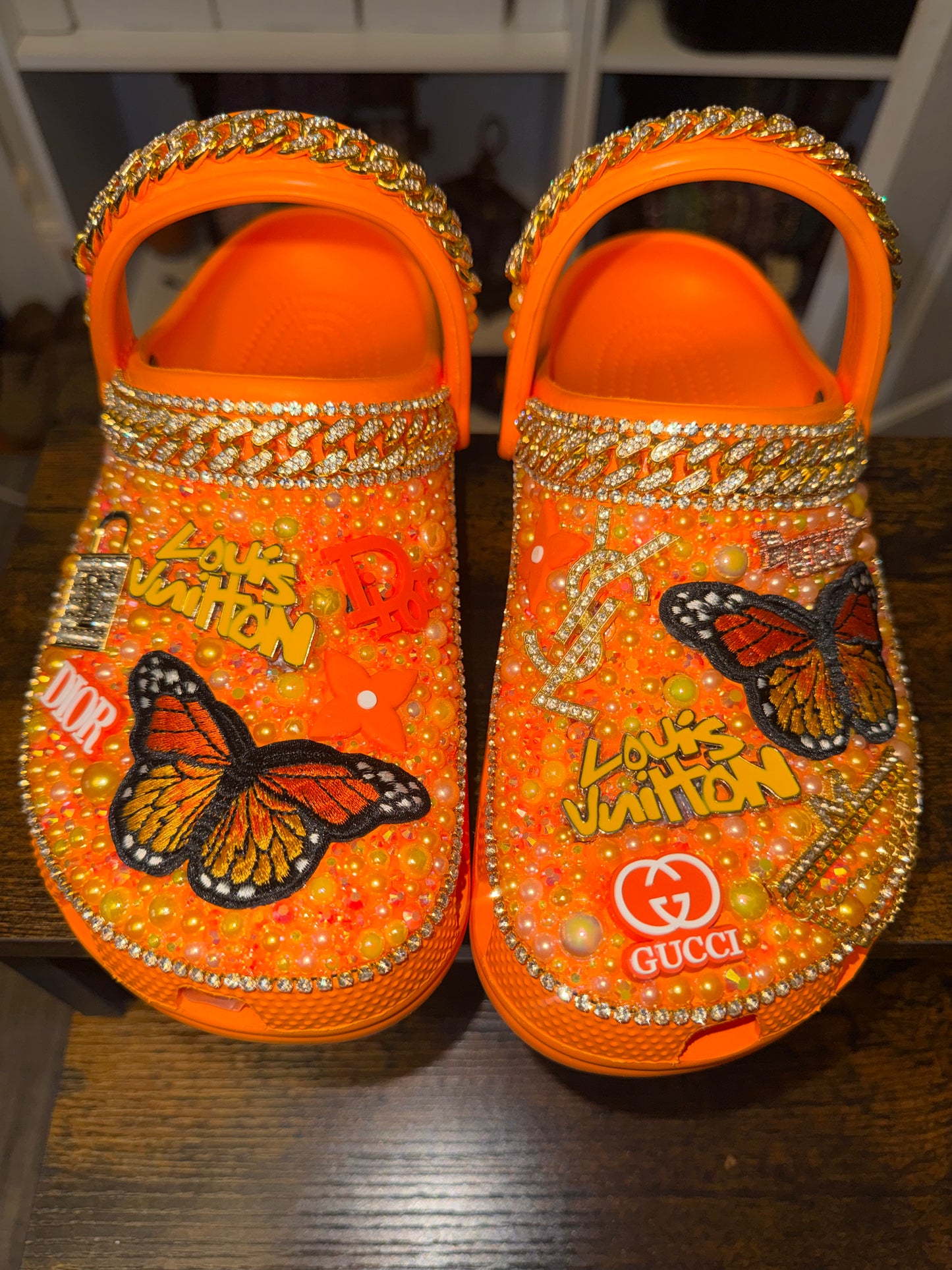 Orange Customs Crocs Size 9