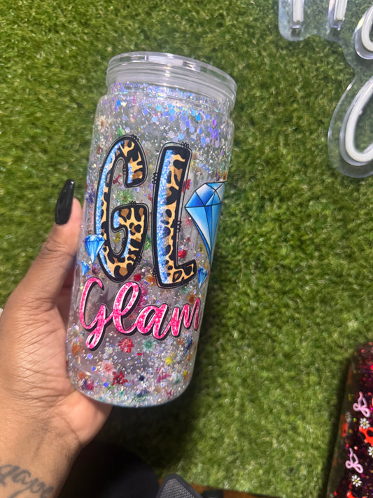 20oz Glamma Tumbler Flowers inside