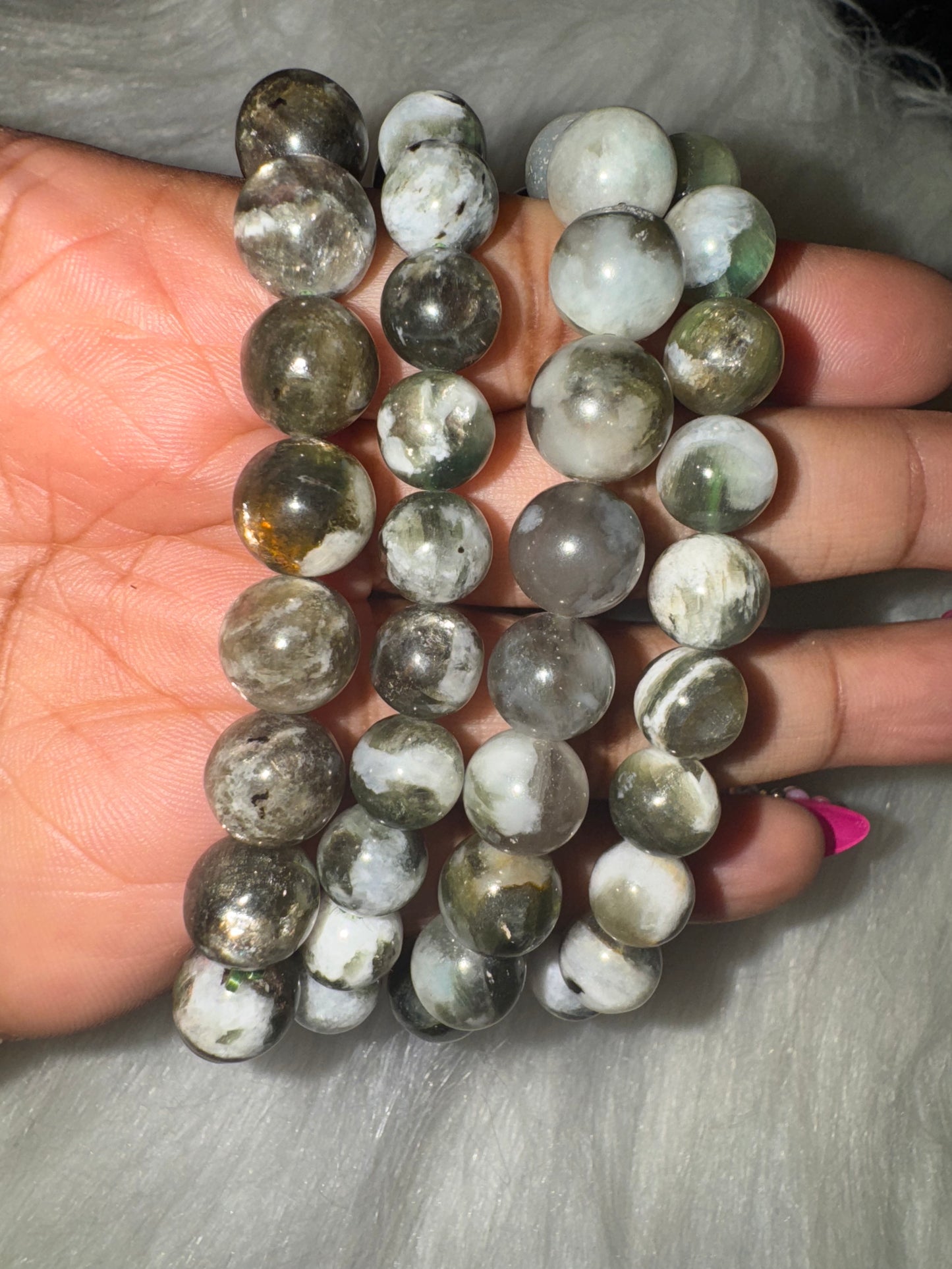 Green Lepidolite Bracelet 9-10mm