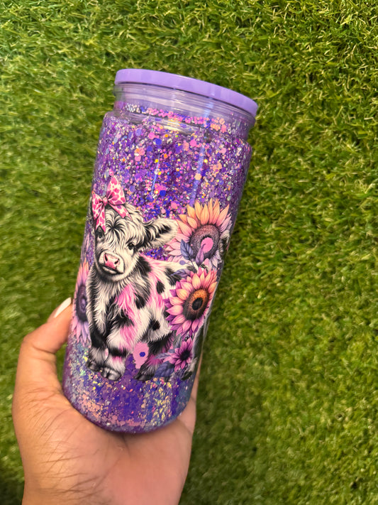 20oz Purple Pink Cow Tumbler