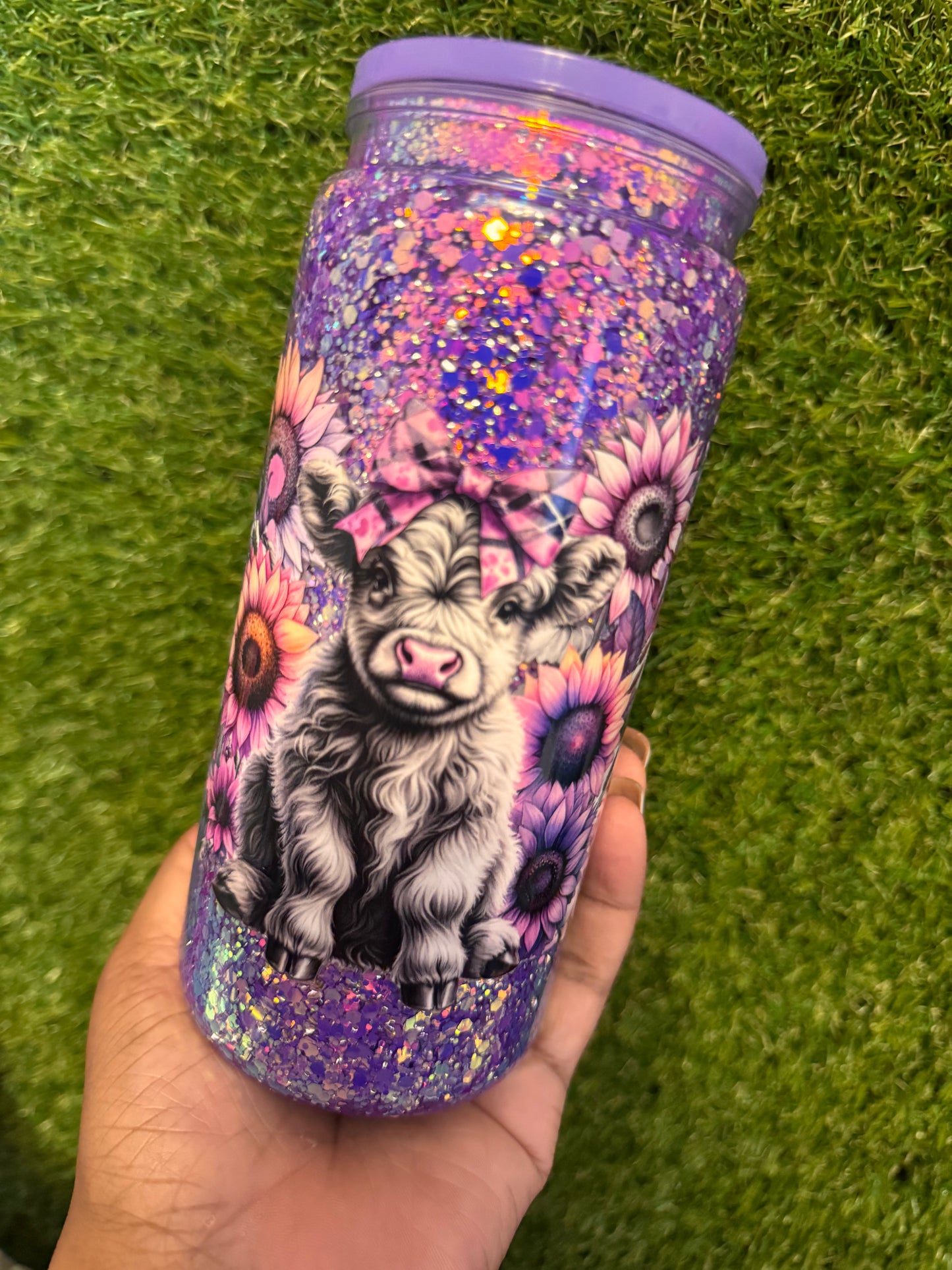20oz Purple Pink Cow Tumbler