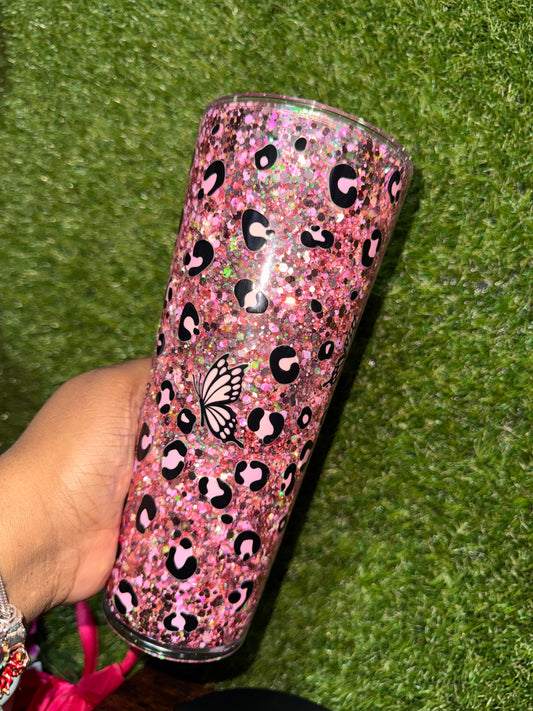 24oz Butterfly Leopard Tumbler