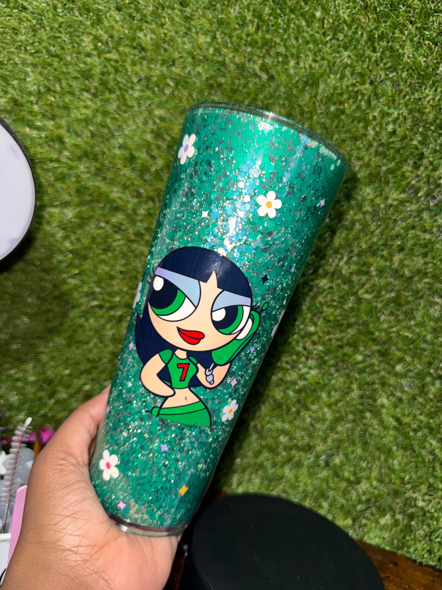24oz Green Snow Globe Tumbler