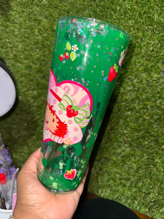 24oz Green Strawberry Tumbler